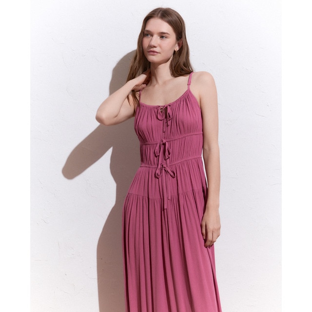 Green Coast - Vestido largo gomas halter.