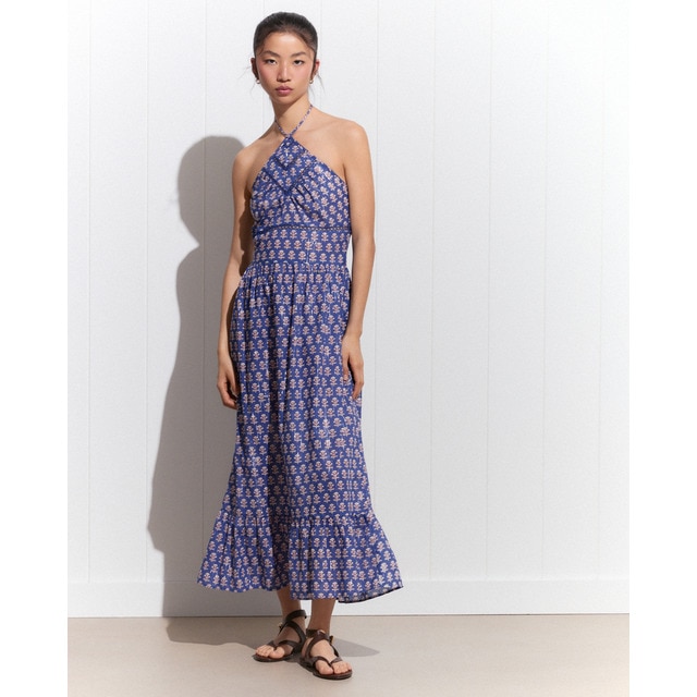 Green Coast - Vestido largo halter print.