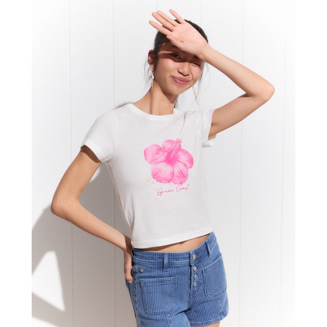 Green Coast - Camiseta de mujer manga corta print hibiscus.