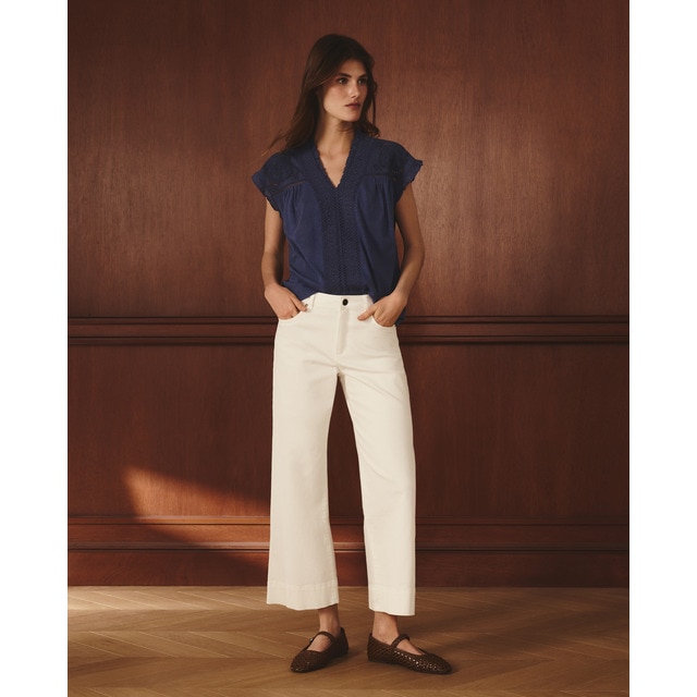 Lloyd's - Camiseta de mujer volante romántica.