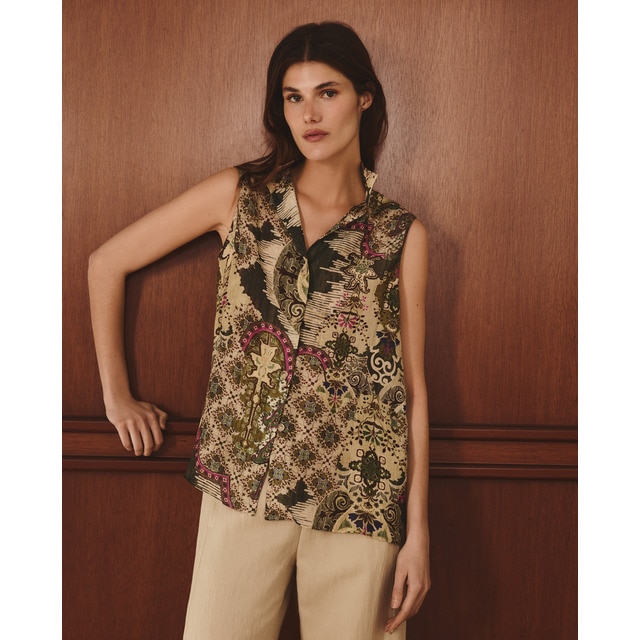 Lloyd's - Camisa lino de mujer sin mangas.