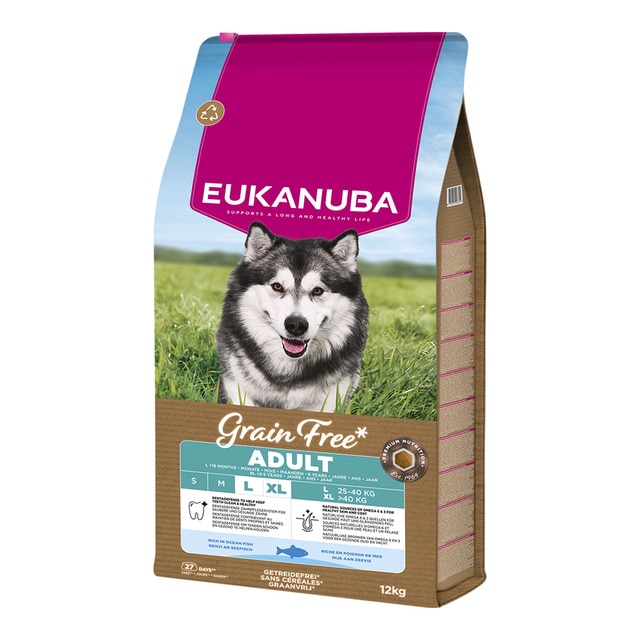 Eukanuba - Pienso para perros adultos grandes y gigantes Eukanuba pescado azul grain free 12 kg