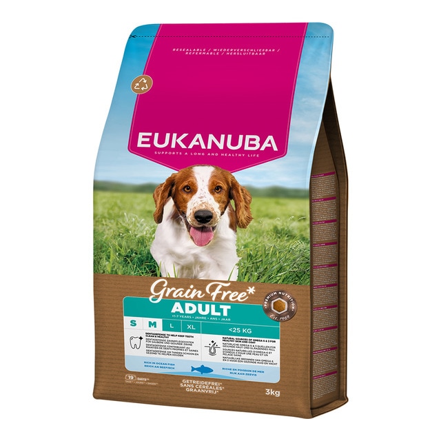 Eukanuba - Pienso para perros adultos pequeños y medianos Eukanuba pescado azul grain free 3 kg