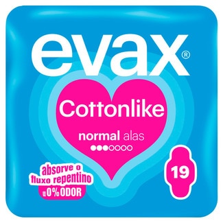 Evax Pensos Higiénicos Cottonlike Normal com Abas embalagem 19 unidades