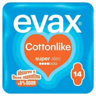 Evax Pensos Higiénicos Cottonlike Super com Abas embalagem 14 unidades