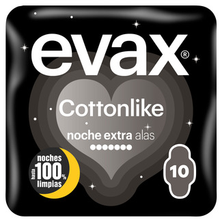 Evax Pensos Higiénicos Cottonlike Noite Extra com Abas embalagem 10 unidades