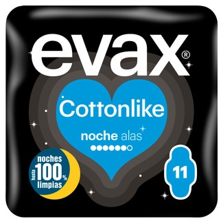 Evax Pensos Higiénicos Cottonlike Noite com Abas embalagem 11 unidades