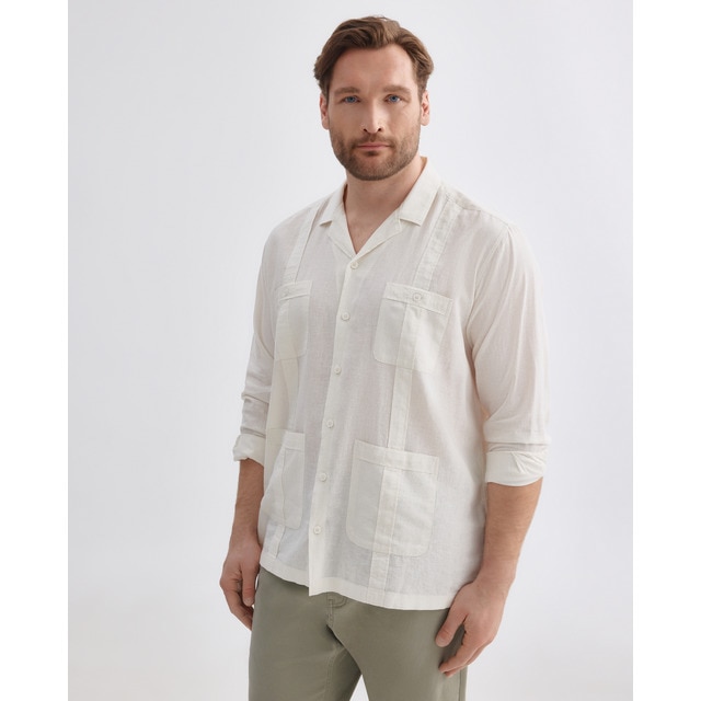 Dustin - Camisa guayabera tallas grandes lisa.