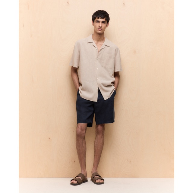 Easy Wear - Bermuda 100% lino de hombre con cordón.