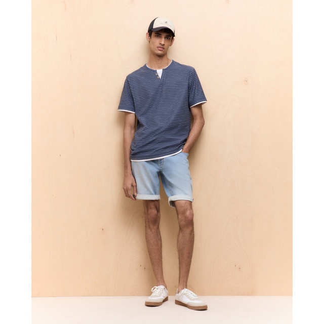 Easy Wear - Bermuda de hombre 5 bolsillos knit denim cordón.