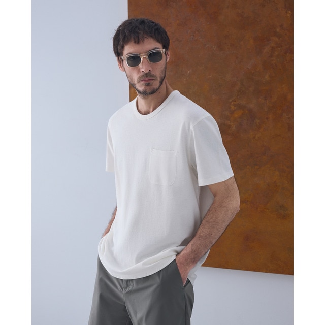 Emidio Tucci - Camiseta cuello redondo lisa algodón lino.