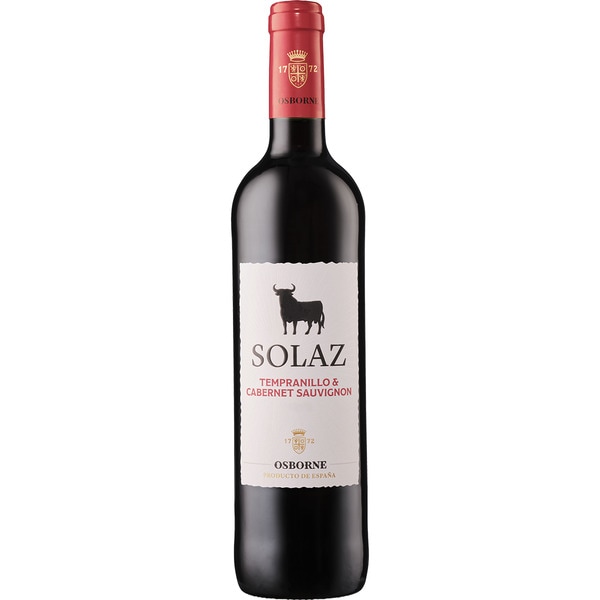 vino tinto tempranillo y cabernet sauvignon Vino de la Tierra de Castilla botella 75 cl - Solaz