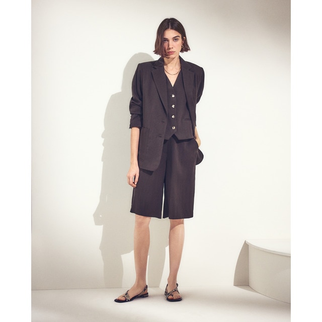 Woman El Corte Inglés - Bermuda lisa ancha de mujer.