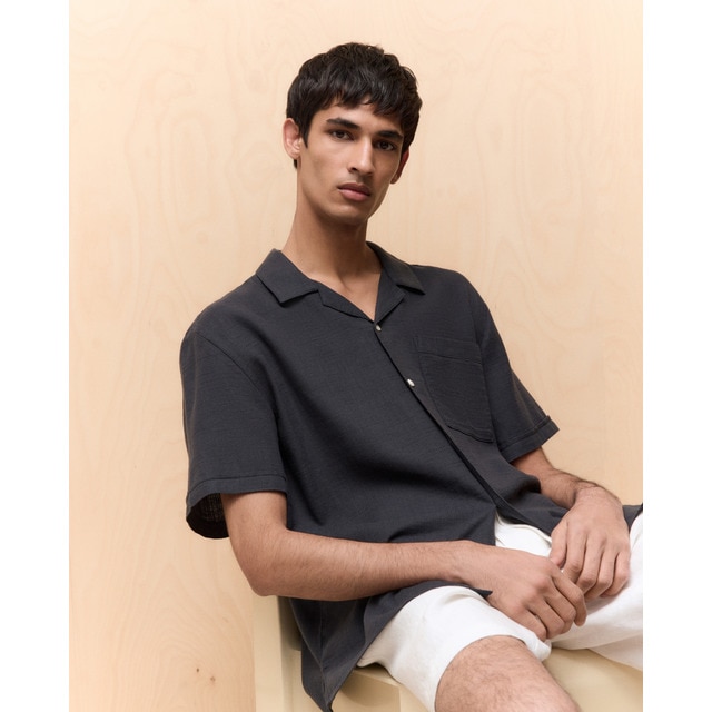 Easy Wear - Camisa de hombre manga corta lisa rústica.