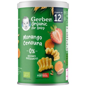 Gerber Snack Puffs Morango e Cenoura embalagem 35 g