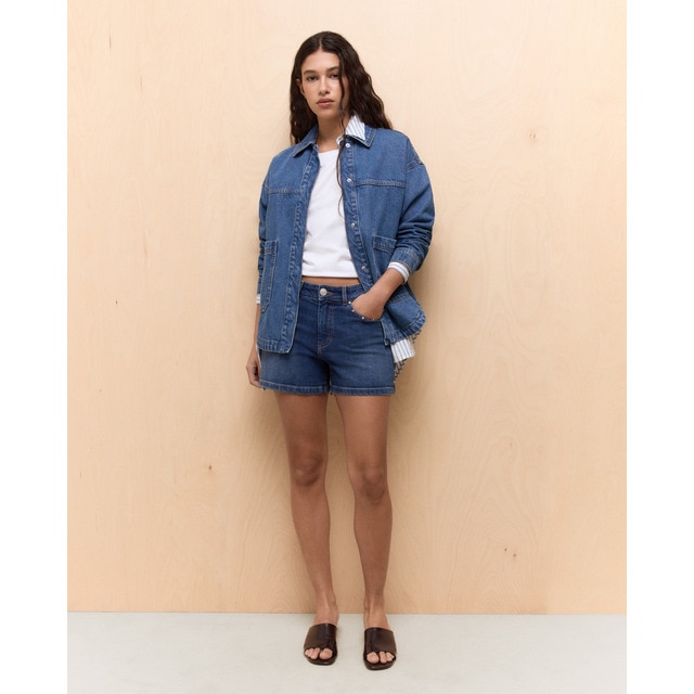 Easy Wear - Short vaquero de mujer con decoración aplicaciones.