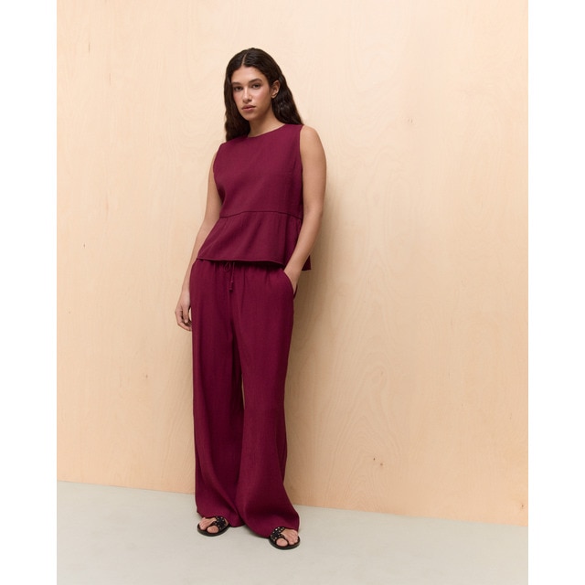 Easy Wear - Pantalón arrugado cullote de mujer.