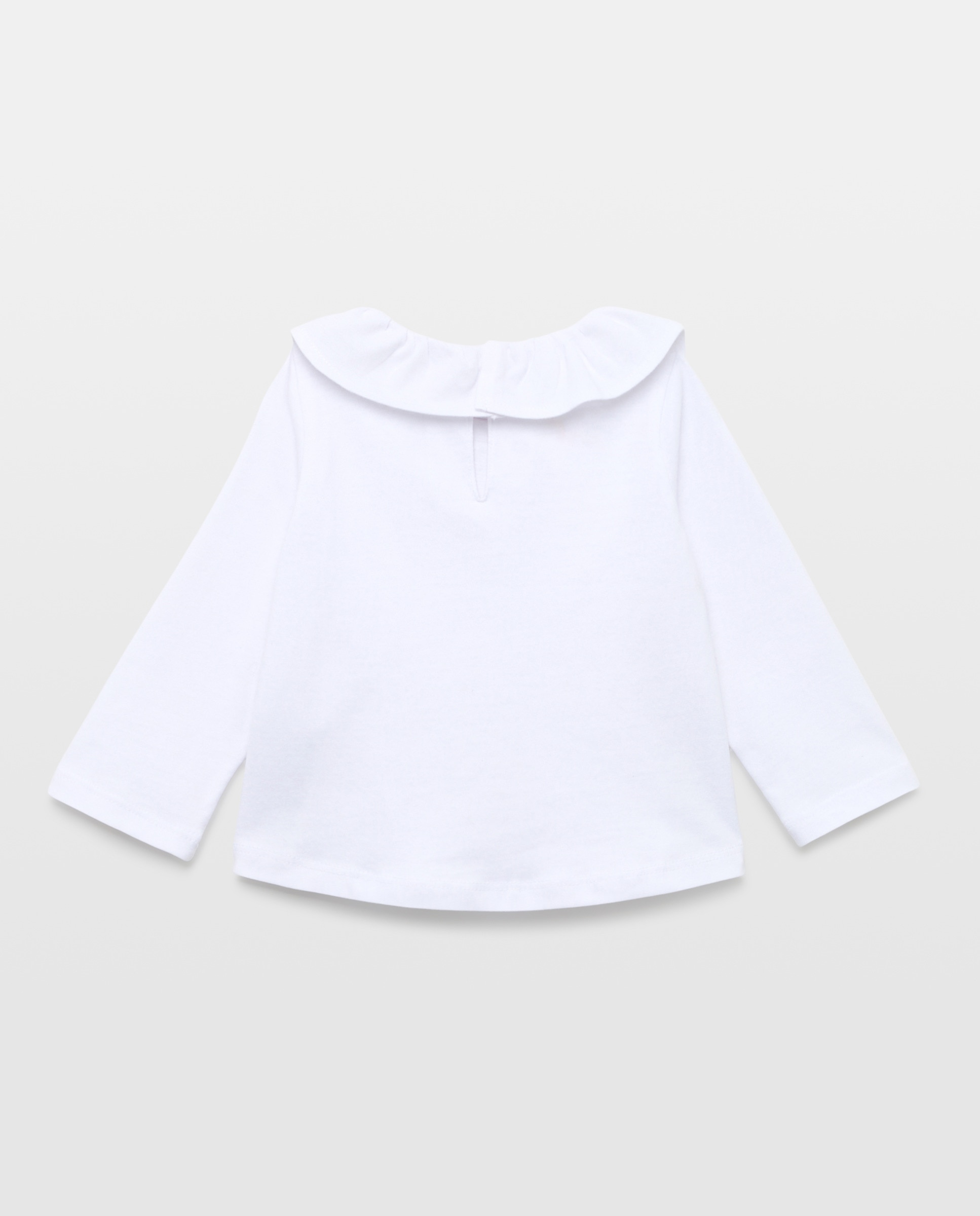 Camiseta bebé niña con cuello self fabric Blanco-2