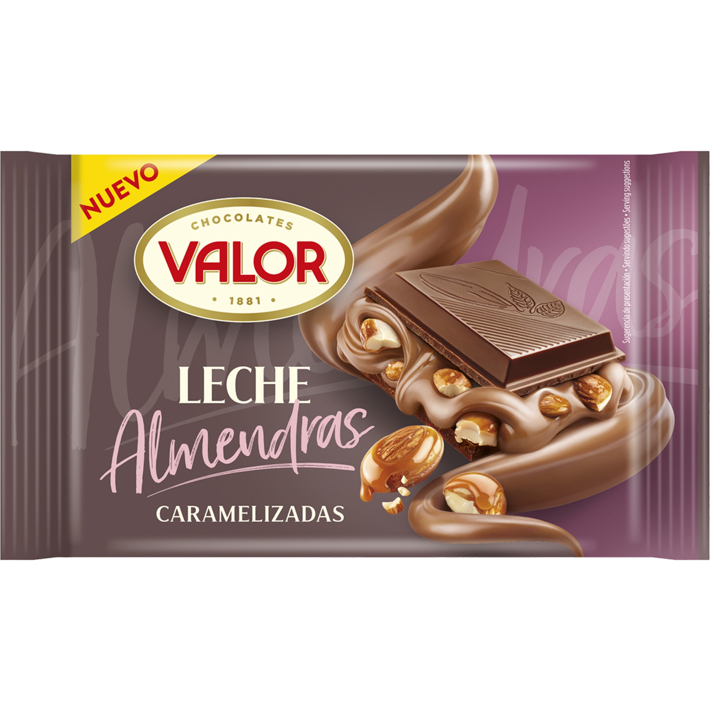 chocolate con leche relleno de almendras caramelizadas