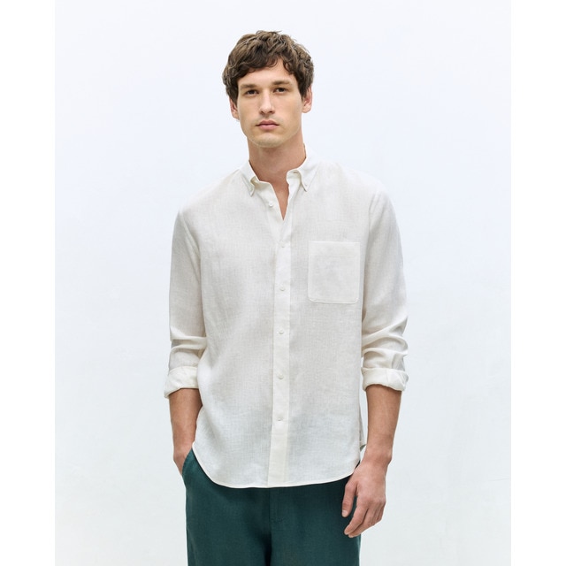 Dustin - Camisa de sport de manga larga 100% lino classic fit de hombre.