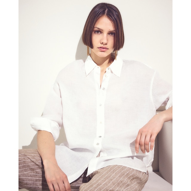 Woman El Corte Inglés - Camisa de mujer lino manga larga.