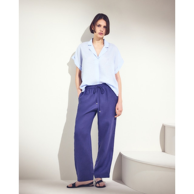 Woman El Corte Inglés - Pantalón jogger de mujer liso de lino.