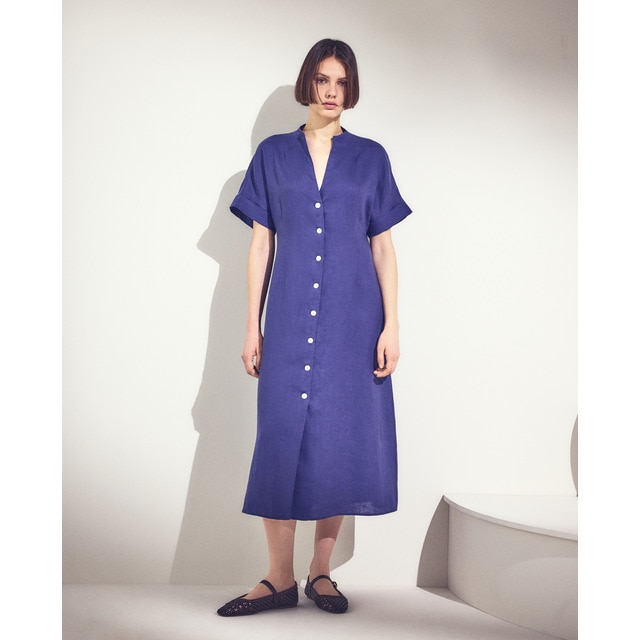 Woman El Corte Inglés - Vestido camisero de lino con manga 3/4.