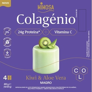 Mimosa Iogurte Magro Gelatina Colagénio Kiwi Pack 4 unidades embalagem 120 g