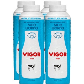 Vigor Leite Fresco Meio Gordo Pack 4 embalagem 250 ml