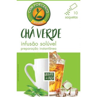 Cem Porcento Chá Solúvel Verde embalagem 12 g