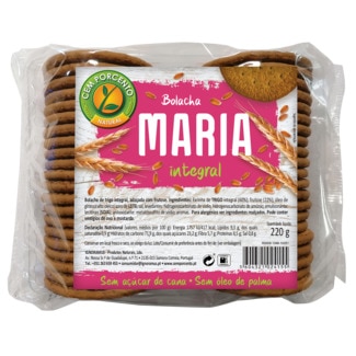 Cem Porcento Bolachas Maria sem Açúcar embalagem 220 g