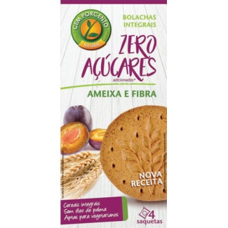 Cem Porcento Bolachas Integrais com Ameixa e Fibra embalagem 140 g