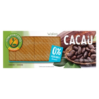 Cem Porcento Bolachas Wafer de Fibra e Chocolate embalagem 180 g