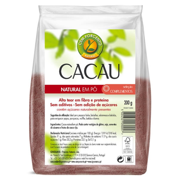 Cacau + Intenso Puro em Pó embalagem 200 g