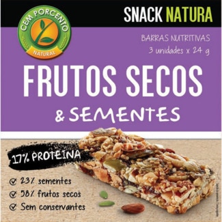 Cem Porcento Barra com Frutos Secos e Sementes Pack 3 embalagem 72 g