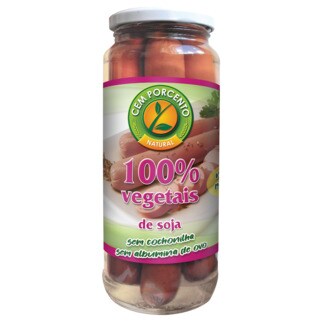 Cem Porcento Salsichas de Soja 5 Unidades frasco 390 g