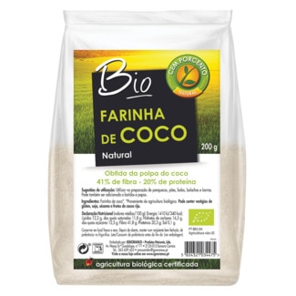 Cem Porcento Farinha de Coco Biológica embalagem 200 g