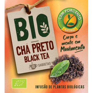 Cem Porcento Infusão de Chá Preto Biológica embalagem 13 g