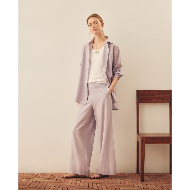 Southern Cotton - Pantalón recto estampado de mujer.