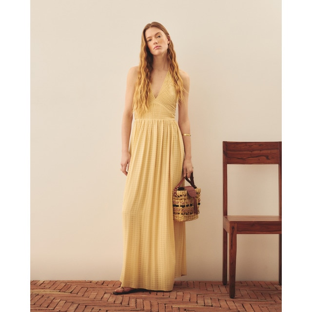 Southern Cotton - Vestido largo con escote de tiras.