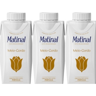 Matinal Leite UHT Seleção Meio Gordo Pack 3 unidades embalagem 200 ml