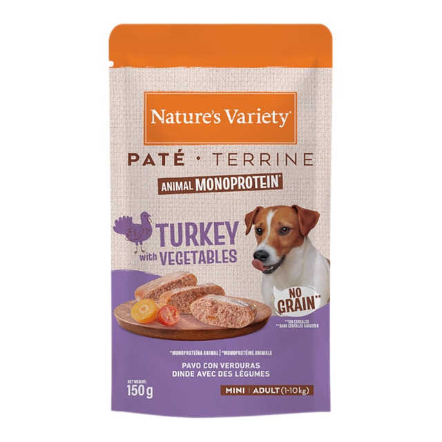 Comida húmeda para perros adultos minis Nature's Variety no grain paté pavo 150 g