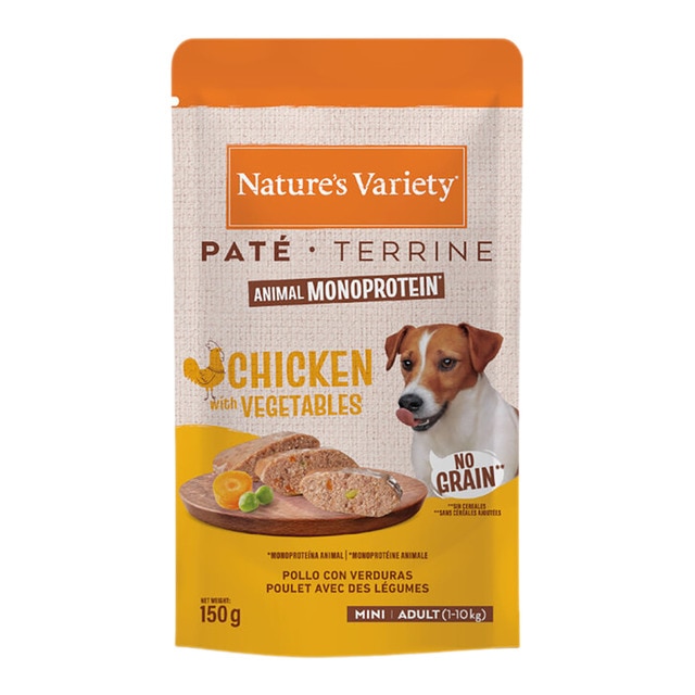Comida húmeda para perros adultos minis Nature`s Variety No Grain paté pollo con verduras 150 g