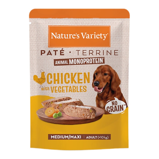 Comida húmeda para perros adultos medianos y grandes Nature's Variety No Grain paté pollo con verduras 300 g