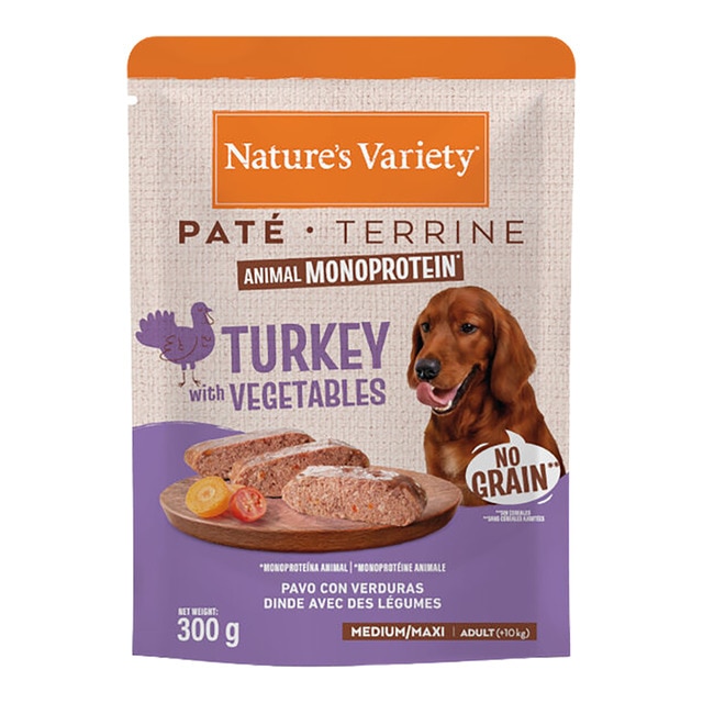 Nature's Variety - Comida húmeda para perros adultos medianos y grandes Nature's Variety paté pavo no grain…