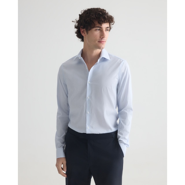Calvin Klein - Camisa de hombre de vestir slim a rayas con cuello stretch..