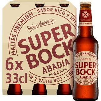 Super Bock Cerveja Nacional Abadia Branca Receita Artesanal Pack 6 unidades garrafa 33 cl