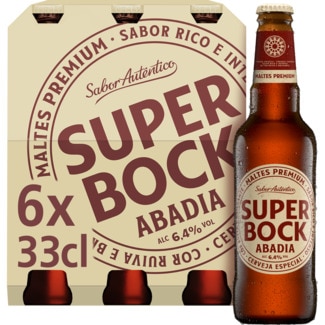 Super Bock Cerveja Nacional Abadia Branca Receita Artesanal Pack 6 unidades garrafa 33 cl