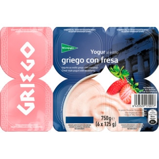 EL CORTE INGLES Iogurte Grego de Morango Pack 4 unidades embalagem 125 g
