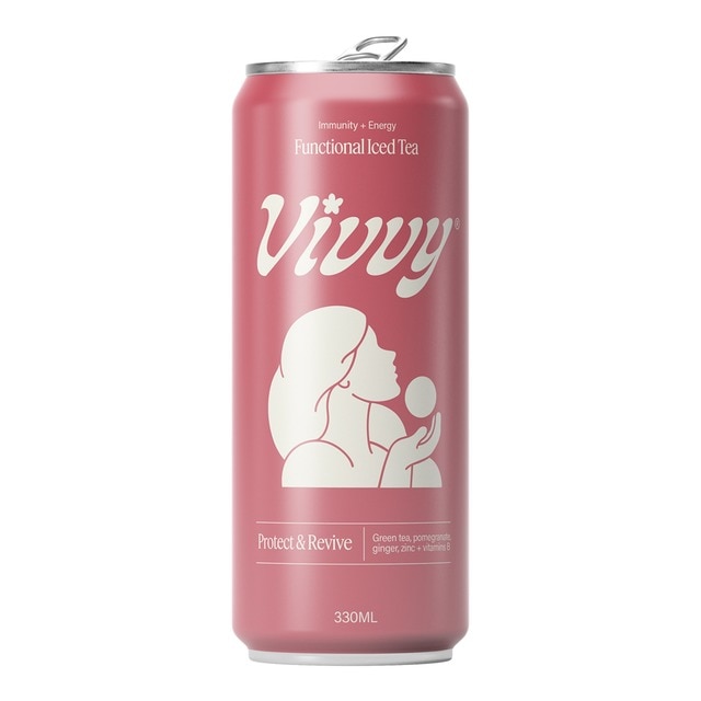 Bebida refrescante a base de té verde Iced Tea funcional con granada, jengibre, vitaminas B y zinc Vivvy